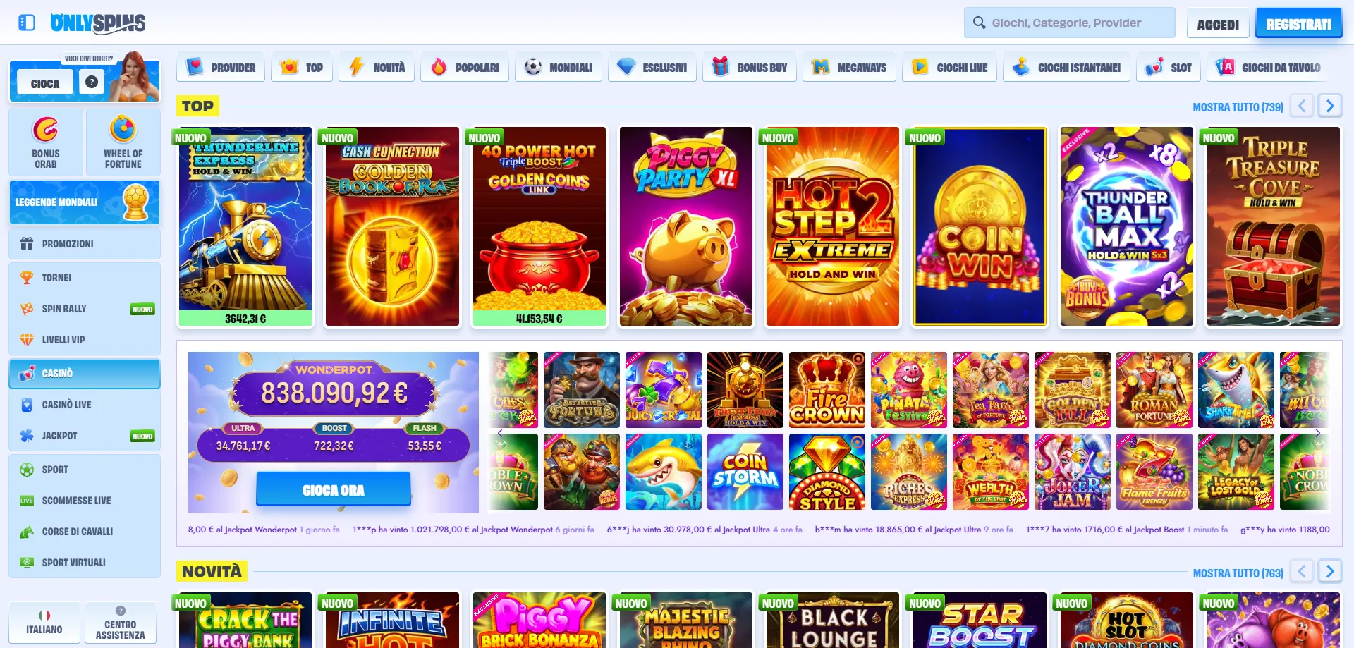 App mobile OnlySpins Casin&ograve; gioco su smartphone e tablet